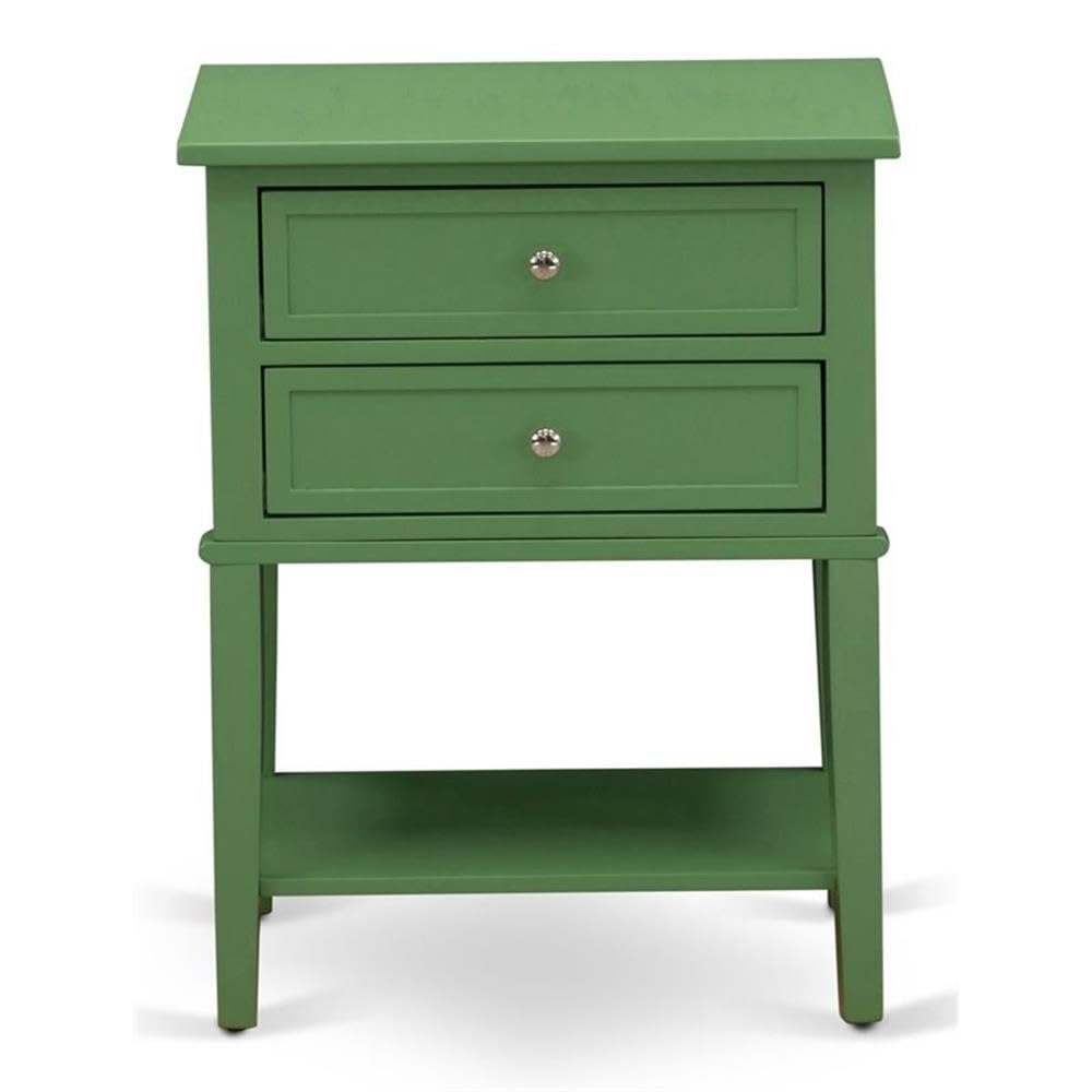 East West Furniture VL-12-ET Valencia Night Stand - Rectangle End Table with 2 Drawers for Bedroom, 16x22 Inch Inch, Clover Green